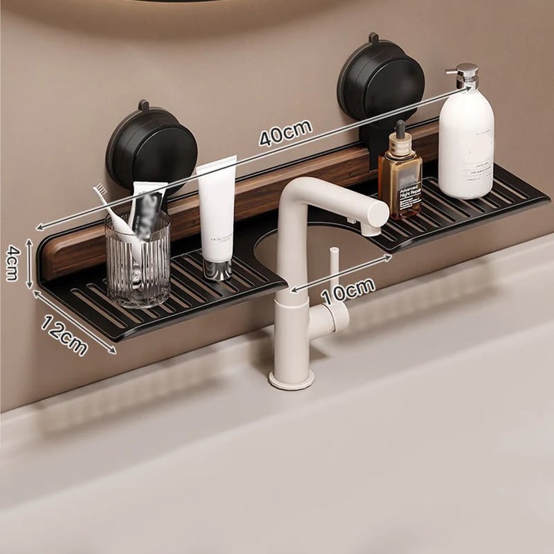 🔥Hot selling💥 Walnut Bathroom, Kitchen Suction Cup Shelf